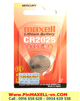 Maxell CR2025; Pin 3v lithium Maxell CR2025 1BS PRO (Loại vỉ 1viên)